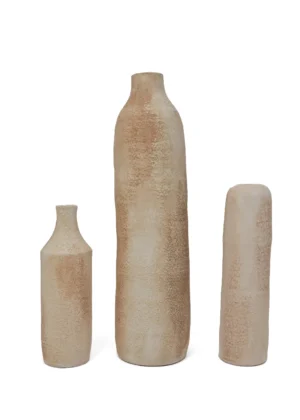 Trio de Vases Traditionnels en Terre Cuite – Finition Sable Naturel