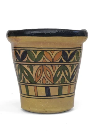 Pot décoratif en terre cuite - Motifs berbères peints à la main