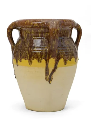 Jarres rustiques vernissées à trois anses – Terre cuite artisanale