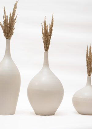Trio de Vases en Grès Blanc