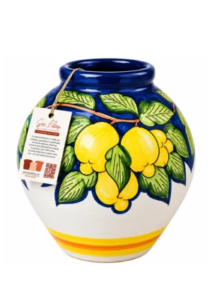 Vase artisanal décoré en céramique – Motifs citrons
