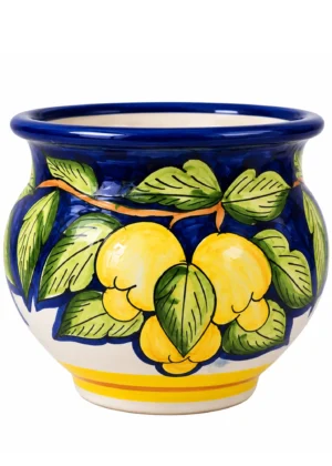 Pot artisanal en terre cuite décoré – Motif citron