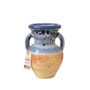 Pot artisanal bleu gris & terre cuite – Pièce décorative faite main