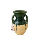 Pot artisanal vert & terre cuite – Pièce décorative faite main